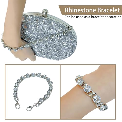 Image of Sparkling Crystal Diamond Women's Rhinestone Clutch Purse with Round Pearl Clasp