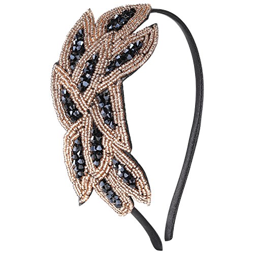 BABEYOND Art Deco Headpiece Flapper Headband 1920s Headpiece Rhinestone Headband for Women (Gold)
