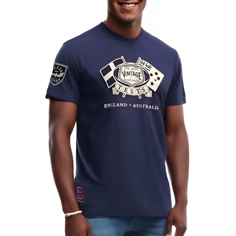 Ellis 1871 Rugby Men's Navy Blue Rugby League Ashes Navy T-Shirt