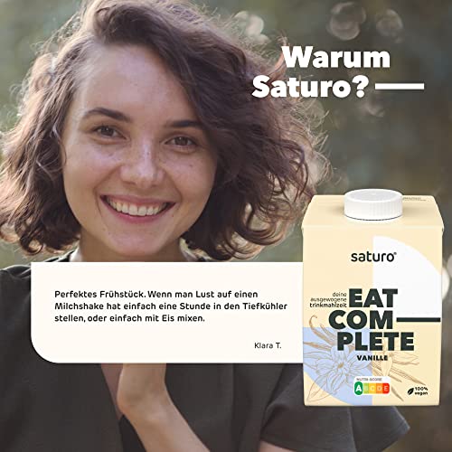 Saturo Trinkmahlzeit Vanille | Astronautennahrung Mit Protein & 500kcal | Vegane Trinknahrung Mit Wertvollen Nährstoffen | 6 x 500 ml