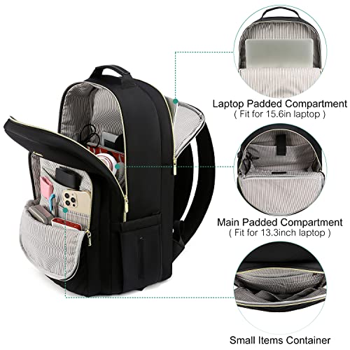 LOVEVOOK Large Travel Backpack Women with 17.3-inch Laptop Compartment, Work Business Computer Carry On Backpack Purse, Hiking Backpack Waterproof Outdoor Sports Rucksack Bag, Black by LOVEVOOK - Image 2