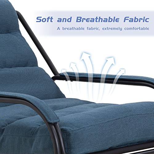 Lyuhome Lounge Armchair Indoor With Adjustable Backrest, Overstuffed Accent Chair,Fabric Leisure Chair With Arm Metal Frame For Living Room Bedroom Dark Blue #TOP6