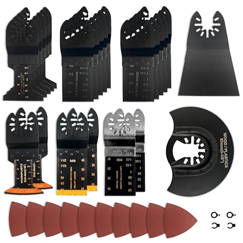 LUCKNIGHT 37 Piezas Cuchillas Multiherramienta, Juego de Cuchillas Oscilantes, Accesorios para Herramientas Oscilantes, Hoja Sierra Multifunción, Accesorios Multiherramienta para Hojas Madera, Metal