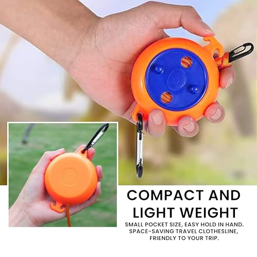 Image of Storite Portable Travel Clothesline Cord, 10 M Elastic Adjustable Retractable Line - Ideal for Outdoor, Indoor, Camping, and Travel - Orange