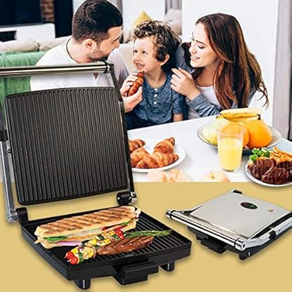 RSTJ-Sjef Elektrischer Kontaktgrill,Flacher Sandwich Toaster,Leichter Sandwichmaker,Rillengrill, Doppelte… – Bild 5