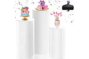 Set of 3 White Display Pedestals for Wedding, Baby Shower and Birthday...