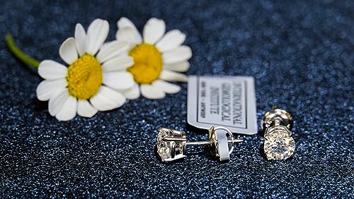 Image of IGI Certified 1 to 10 Carat D-E Color and VS1-VS2 Clarity Lab Grown Diamond Stud Earrings for Women I 14k White Gold Earrings for Her I Secure Screw Back Made in USA by Beverly Hills Jewelers