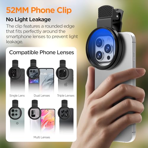 Image of 52MM Coral Reef and Reef Tank Filter Kit for Phone, CPL Polarizing+20,000k Yellow+15,000k Orange+10x Macro, Clip, Saltwater Aquarium Lens Compatible with iPhone16 15 Pro Max Samsung Moto Google TCL