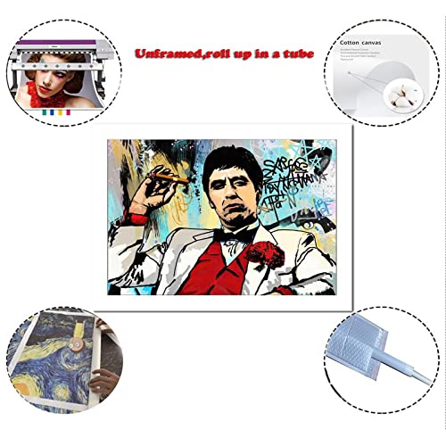 Iwy Graffiti Al Pacino Scarface Tony Montana Poster Decorative Painting Canvas Wall Art Living Room Posters Bedroom Painting 16X24Inch(40X60Cm) #TOP1