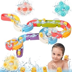 Bath Toys Toddlers（37PCS） Duck Slide Bath Toy Track with 3 Rotating Suction Cups Toys,Bath Toys for Kids Ages 4-8 , DIY Bathtub Time Birthday Gifts for Toddler Kids 3+ Years Old