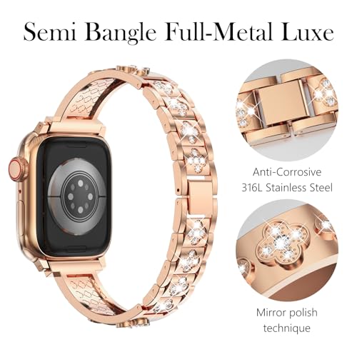 CHANCHY 42mm(series 3 2 1) 41mm 40mm 38mm for Apple Watch Strap for Women Diamond Rhinestone Bracelet Stainless Steel Metal Strap for Apple watch SE 3 2 1,Series 11 10 9 8 7 6 5 4 3 2 1 - Image 4