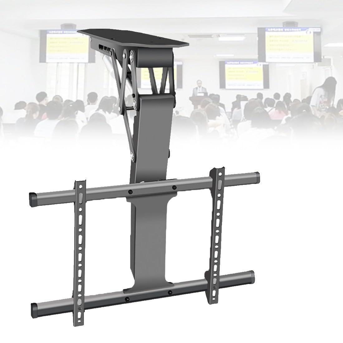 Soporte TV Techo Motorizado Abatible, Elevador Eléctrico para Pantallas Planas y Curvas de 43-65 Pulgadas, VESA 600x600 mm, Ángulo 0-90°, Doble Control (Mando a Distancia+Interruptor)