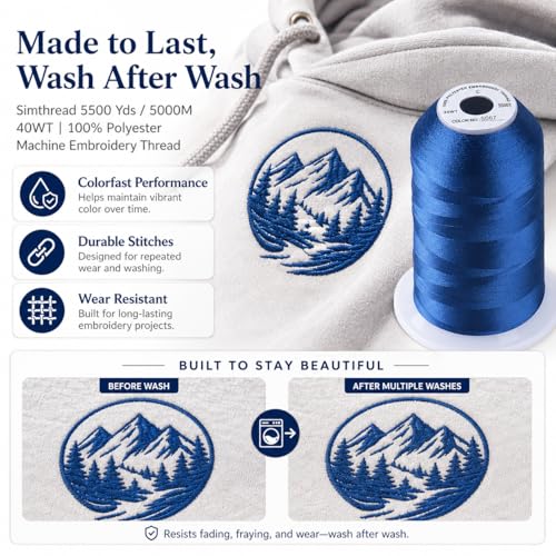 Image of Simthread 5000M 40WT Polyester Embroidery Thread, S067 | 5000M 40WT polyester thread feeds smoothly for machine embroidery, monograms, logos, patches and quilting.
