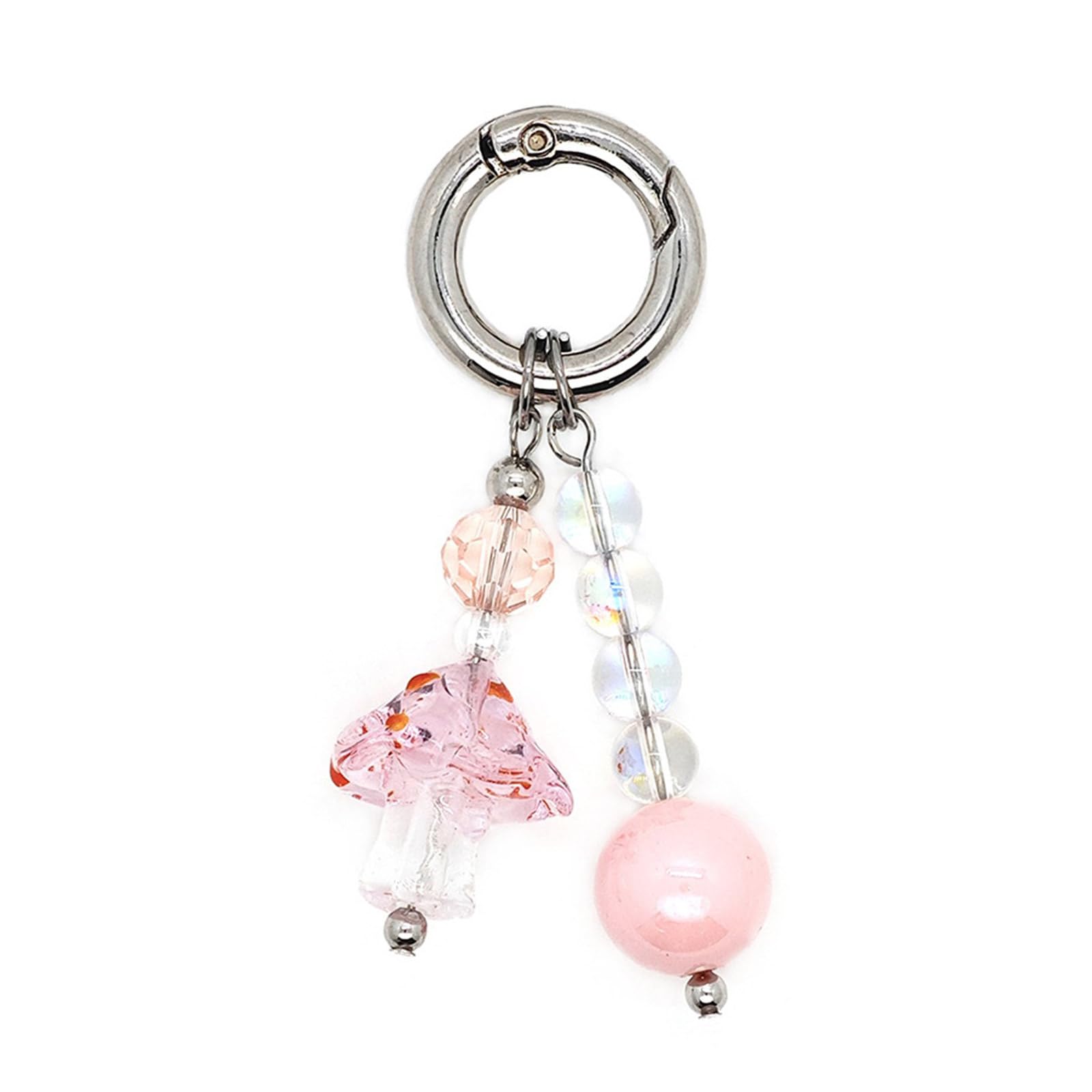 Baodss Handcraft Mushroom Beaded Keychain Dopamine Color Acrylic Beads Keyring for Bag Car Decoration