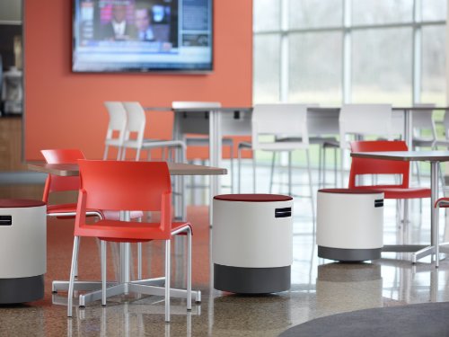 Image of Steelcase Turnstone Buoy, Scarlet Fabric, Grey -