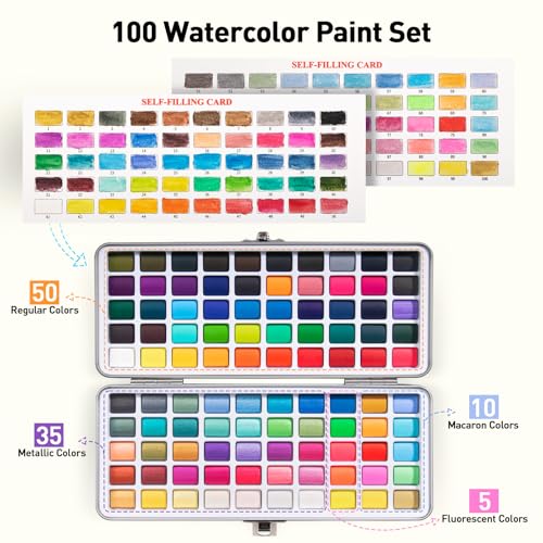 6ZQV6B8V: 53% Off 100-Color Watercolor Paint Set for Artists - Image 4