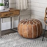 nuLOOM Handmade Moroccan Leather Filled Ottoman Pouf