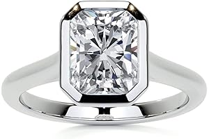 Premium 2 Carat Radiant Moissanite Bezel Set Engagement Rings
