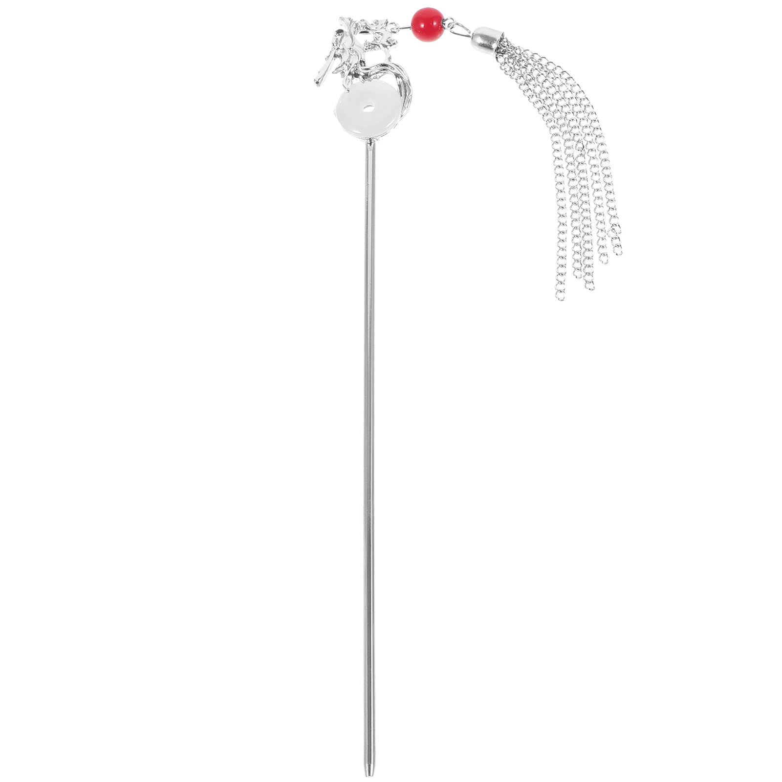 FRCOLOR Dragon Hair Stick Tassels Hairpin Chinese Hanfu Stick Antique Style, Silver