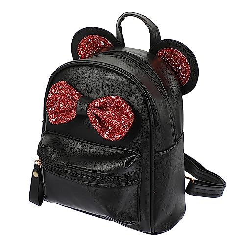 Ipetboom Mini mochila de proa ratón pequeño viajar linda minimochila mochila de niñas mini mochila chicas lindas mini mochilas bolso de hombro pequeño para niñas PU Negro