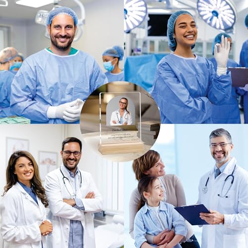 Image of Giftplease Best Doctor Photo Plaque with Wooden Stand | Personalised Gift for Doctors | Thank You Gift for Medical Professionals | Home Office Table Decor |Appreciation Frame for Doctor DCT 03