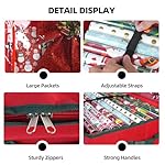 VoMii Wrapping Paper Organizer Storage,40 Inch Gift Wrap Organizer Storage Container Holder Underbed Bag With Interior Pockets,Fits 24 Rolls of Christmas Wrapping Paper, Bows, and Ribbons - Image 5