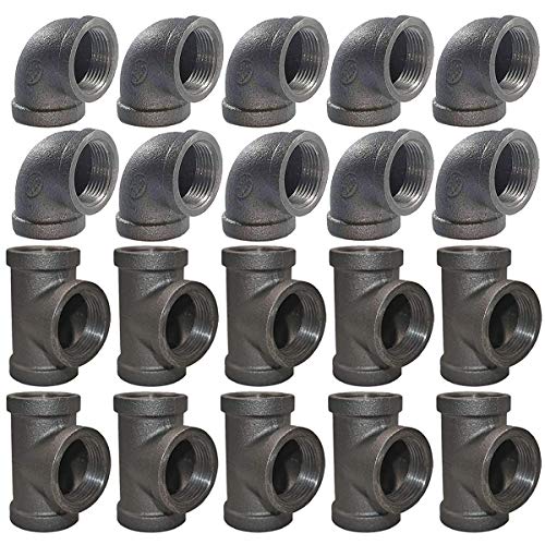 Malleable industrial threaded fitting furniture Malleable Iron Cast black pipe fittings 1/2 inch pipe tee elbow, DIY Pipe Furniture, 1/2 Inch black iron pipe Threaded Pipe Nipples Industrial Piping