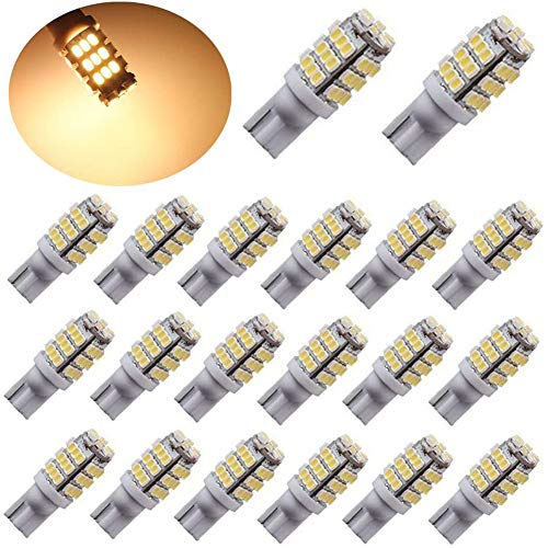 PESIC 20x T10 921 192 194 Wedge RV Trailer 42-SMD LED Super Bright 3500K Warm White Car Backup Reverse Interior Light Bulbs
