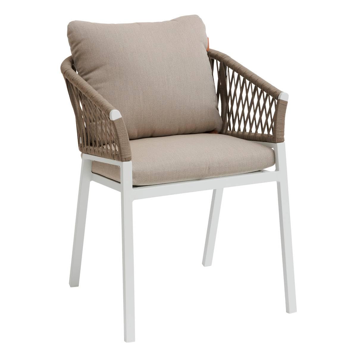 Hespéride - Lot de 2 Fauteuils de Jardin Oriengo Taupe et Blanc Anti-Rouille Tissu Déperlant Coussins Déhoussables Mobilier pour Terrasse Balcon