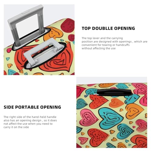 Colorful Heart Pattern Luggage Cover Stretch Washable Suitcase Protector Suitcase Cover Anti-Scratch Luggage Sleeve Elastic Suitcase Case Protector Baggage Cover Fits 18-32 Inch4