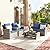 VONZOY 4 Pieces Patio Furniture Set, Wicker Outdoor Sectional Sofa Couch Sets, PE Rattan Patio Conversation Sets for Balcony, Porch, Pool, Blue
