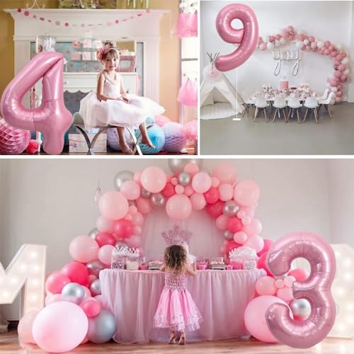 Image of TONIFUL 40 Inch Large Light Pink Number 30 Balloons Giant Digital 30 Helium Balloons, Pink Foil Mylar Big Number Balloons for 30th Birthday Party 30th niversary Supplies Decorations