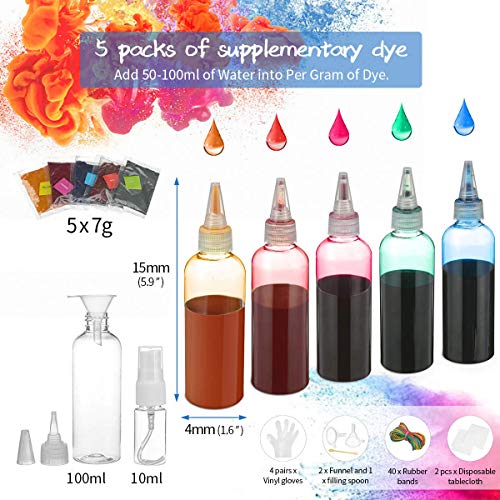 Tie Dye Kit Fabric Textile Paints - ESSORT 5 Colors Dying Set DIY Permanent Paint for Clothes Shirt Dress Family Friends Party Groups Activities