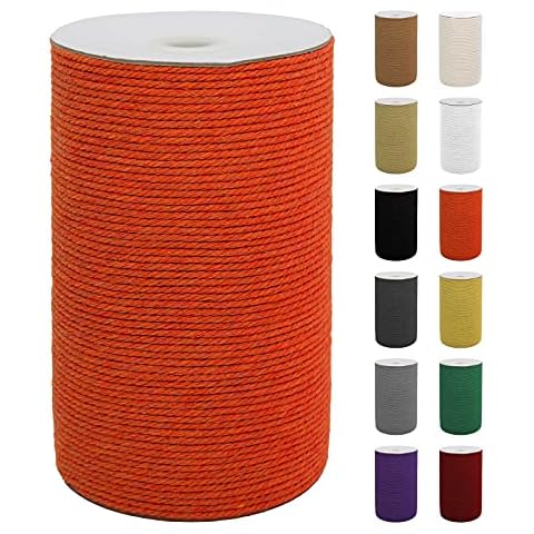 SUNTQ Macrame Yarn 4-Ply Cotton Yarn Crafts (3 mm x 200 m), Soft Cotton Rope Cotton Cord Cord for DIY Crafts, Plant Hangers, Wall Hanging, Knitting, Decorative Projects, Orange Cover