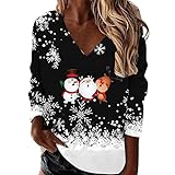 Warmer Weihnachtsdruck Sweatjacke Weihnachtspullover Für Damen Weihnachtspulli Weihnachten Pullover Langärm Hoodie Gemütliche Ohne Kapuze Valentinsfest Merry Christmas Sweatshirt Valentinsgruß