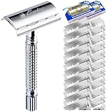 Kazakiri W 本格深剃り 両刃カミソリ 本体+替刃20枚付き 剃刀 かみそり 髭剃り 顔そり 男性 メンズ