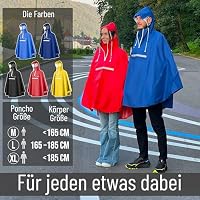 Regenponcho Fahrrad extra wasserdicht und robust - TEST SEHR GUT - Premium Regencape Fahrrad mit Reflektoren, Sichtfenster - Regenbekleidung als Regenponcho Herren und Damen - Regenjacke Rot in L – Ansicht 5
