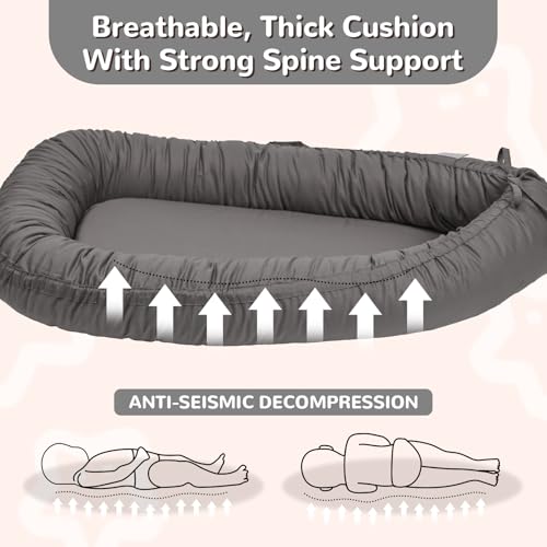 Image of EAQ Baby Lounger, Infant Lounger for Newborn,Portable Baby Nest Cover Breathable & Soft, Newborn Essentials
