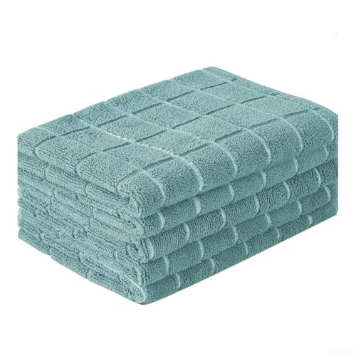 Paquete de 5 paños de cocina de microfibra de alta calidad, toallas de cocina de secado rápido para lavar, para toallas versátiles del hogar, plumero suave para quitar el polvo, 30 x 30 cm (verde y