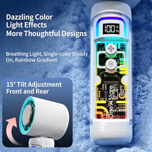 Image of One94Store Mini Handheld Turbo Fan Blue, 3000mAh Rechargeable Battery, Up to 6 Hours Runtime, 5 Speed & 2 Cooling Modes, Digital Display, Type-C Fast Charging for Travel, Office & Outdoor
