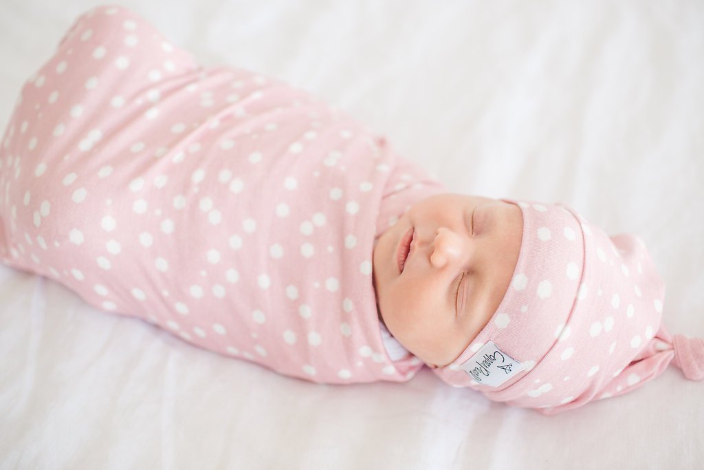 Copper Pearl Baby Beanie Hat Top Knot Stretchy Soft Lucy