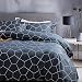 King Duvet Cover Set Dark Navy Blue, 104x90 Soft Geometric Pattern Bedding Cover, Luxury Lightweight Microfiber 3pc Set with Zip, Ties - Best Modern Style Comforter Quilt Cover for Men and Women