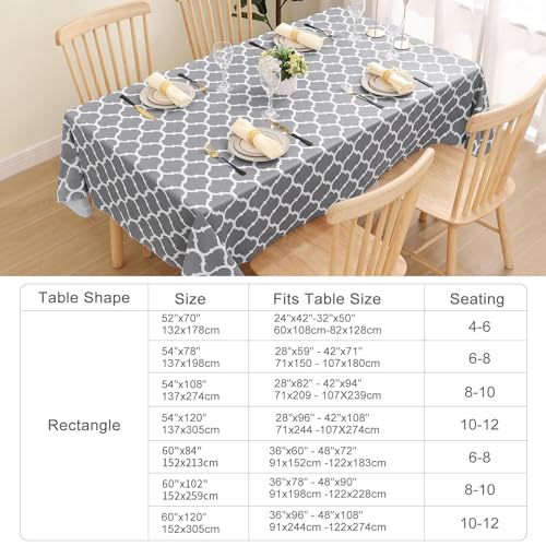 Image of Smiry Oval Table Cloth, Waterproof Vinyl Tablecloths with Flannel Backing for Oval Tables, Wipeable Spillproof Plastic Tablecloth for Dining, Camping, Indoor and Outdoor (60 inchx84 inch, Grey)