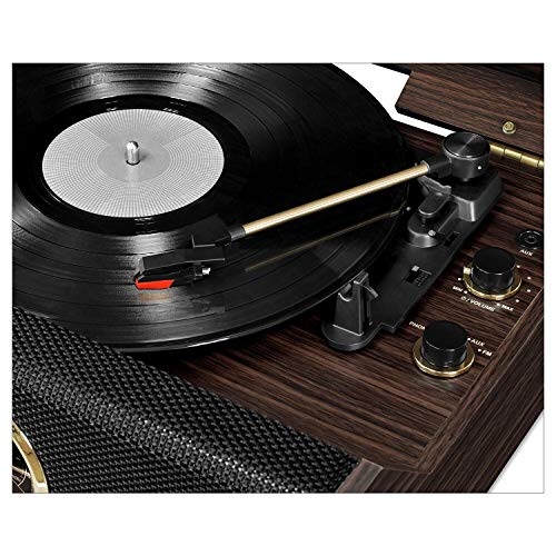 Victrola Highland 4-in-1 Bluetooth Record Player with Speakers – 3-Speed Vinyl Record Player, FM Radio & 3.5mm Aux, Wireless Music Streaming (Espresso) - Les Beatles, Paul McCartney, John Lennon, RIngo Starr, George Harrison Victrola Highland 4-in-1 Bluetooth Record Player with Speakers – 3-Speed Vinyl Record Player, FM Radio & 3.5mm Aux, Wireless Music Streaming (Espresso) – Image 4