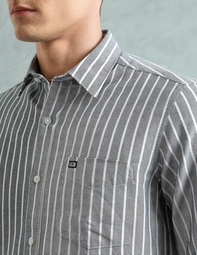 Image of Arrow Striped Slim Fit Mens Casual Shirts - 100% Cotton, Breathable & Comfortable, Full Sleeves Shirts for Men