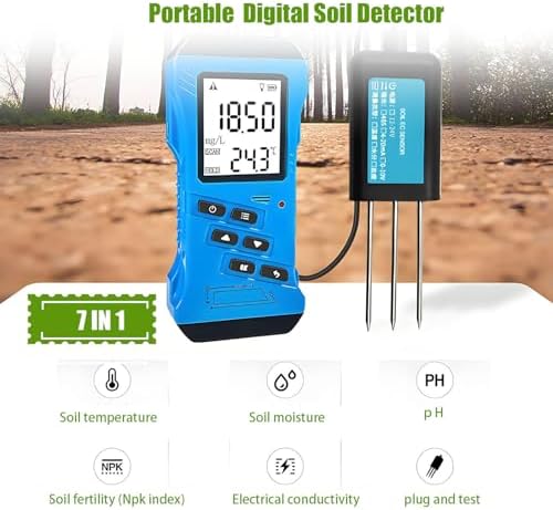 Portable Dissolved Oxygen Detector，Nitrogen, Phosphorus, Potassium Npk Tester, Backlit LCD Garden Soil Test Kit for Lawn, Farm, Indoor/Outdoor Plants