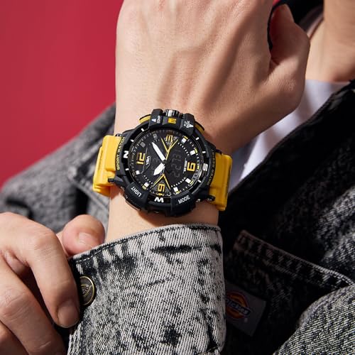 Image of V2A Stryke 50mm Analog Digital Watch for Men | Red X Tactical Dial Design | Alarm Stopwatch Backlight Day Date | Rugged Sports Watch with TPU Strap | 50M Water Resistant | Gift for Mens
