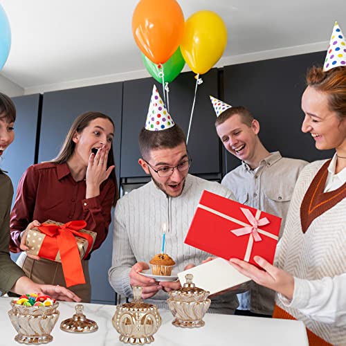 Jkjysj Royal Embossed Glass Candy Dish With Lid，Wedding Candy Buffet Jar，Amber Glass Apothecary Jar，Jewelry Boxes Trinket Candy Storage Jar. (Round-Amber) #TOP6