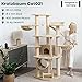 HAPPYPET Kratzbaum für Katzen groß 181 cm hoch - Stabiler Kletterbaum Katzenbaum, Dicke Stämme mit 11 cm, Haus & Spieltunnel, große Liegemulden, Spietau mit Kratzrolle, Creme