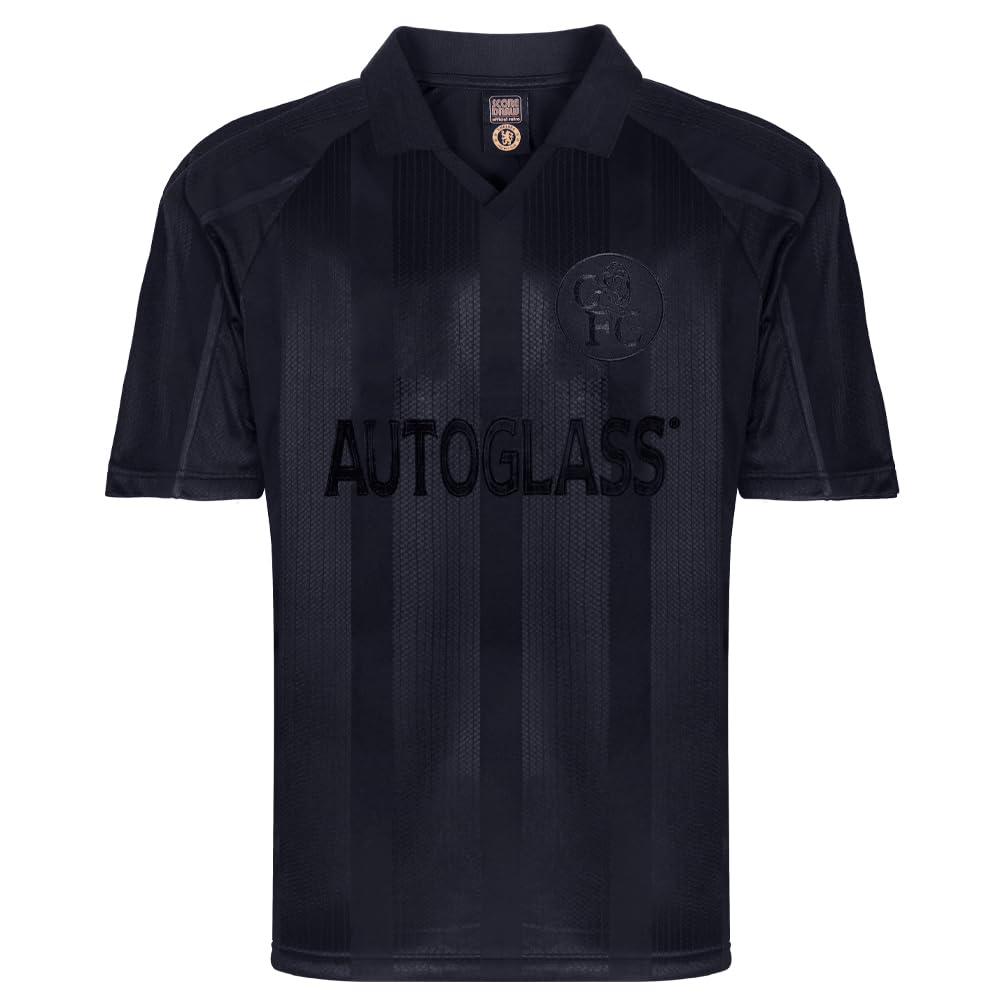 Score Draw Men's Black Chelsea 1998 Out Retro Football Shirt Small Polyester